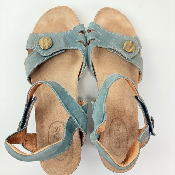 Taos Charade 5574 Wedge Sandal Womens Size 40 (9-9.5) Teal Blue Adjustable Strap - Picture 7 of 8